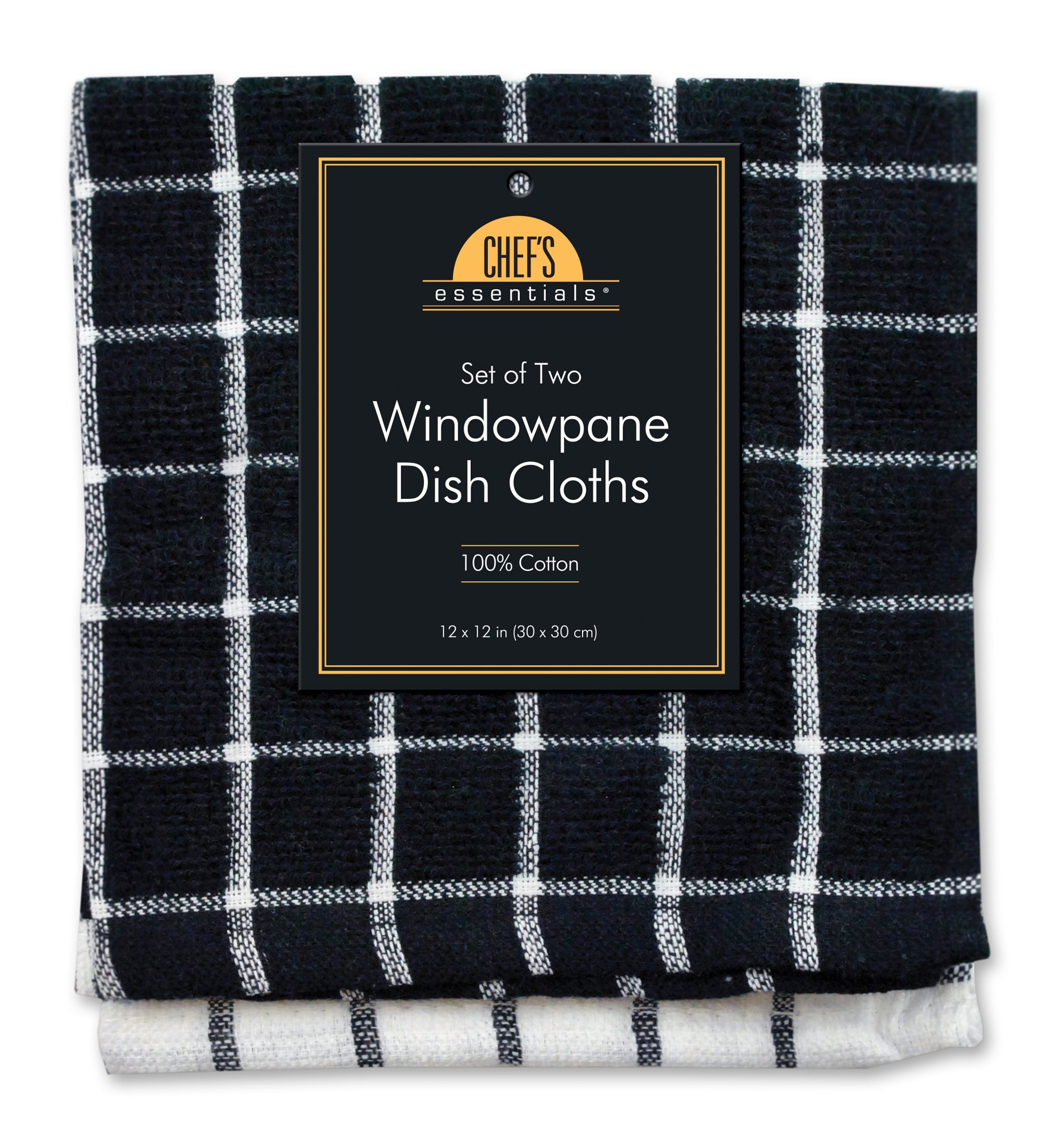 Set of 4 Black and White Windowpane Checkered Terry Dishtowels 15 x 26”